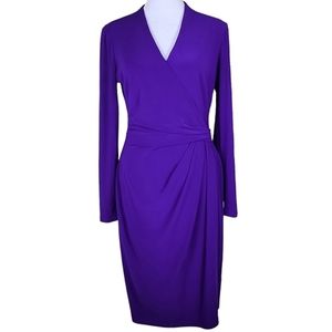 Lauren by Ralph Lauren Blue Faux Wrap Jersey Dress